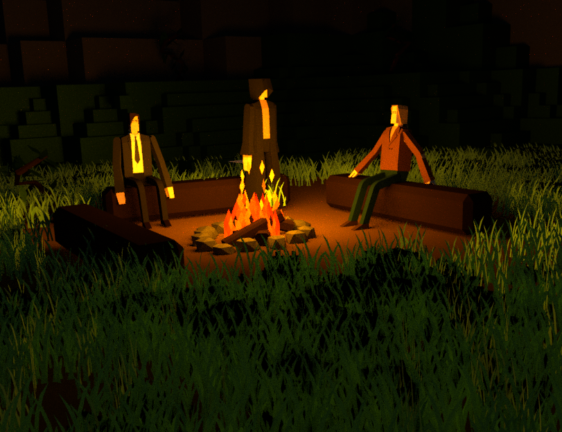 People around campfire early version