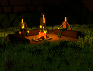 People around campfire