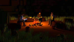 People around campfire
