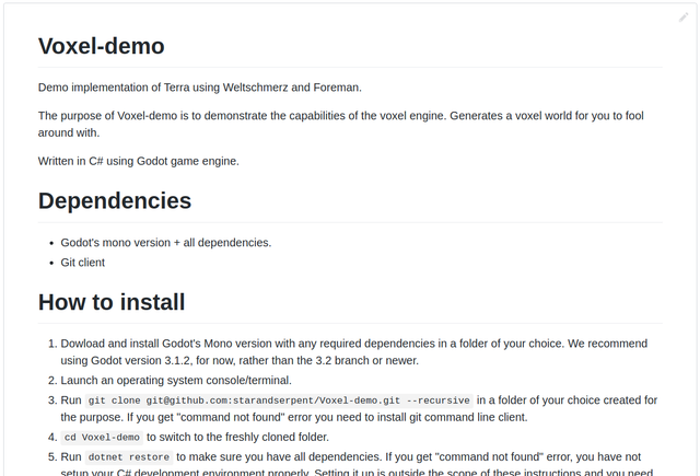 Github Voxel-demo readme